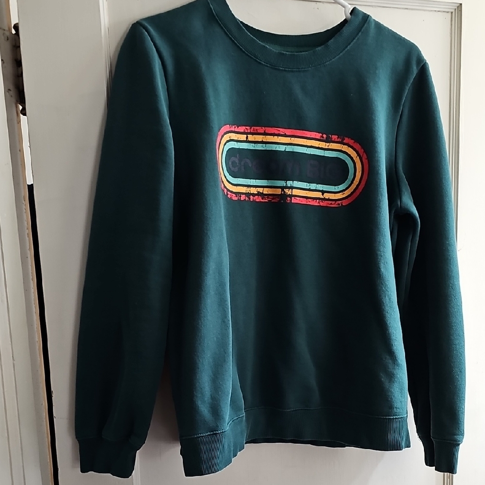 ZYIA Teal Crewneck Sweater with Multicolor Logo